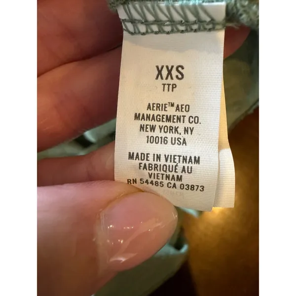 Aerie Tank Dress Women XXS Olive Green Linen Blend Midi High Low Athleisure - Image 8