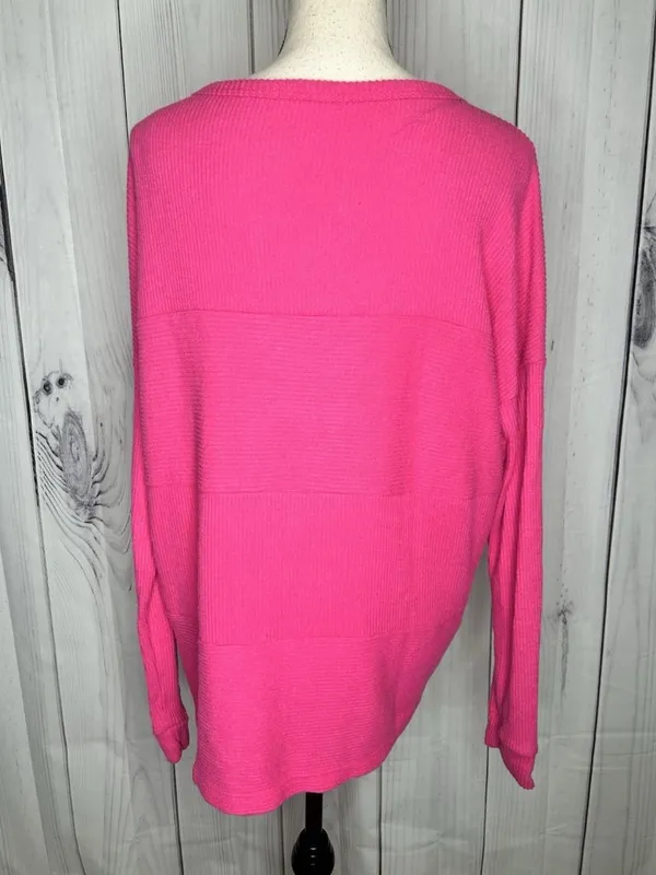 Staccato Pink Multi Directional Ribbed Long Sleeve Lightweight Sweater Sz L - Image 7