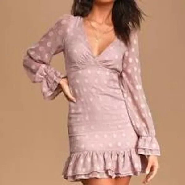 Lulus Just Spotted Dot Jacquard Ruffled Mini Dress - Image 2