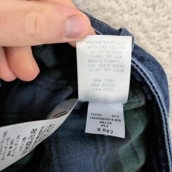 LL Bean Favorite Fit Flannel Lined Jeans Dark Indigo Rinse‎ Size 8 Reg 507470 - Image 5