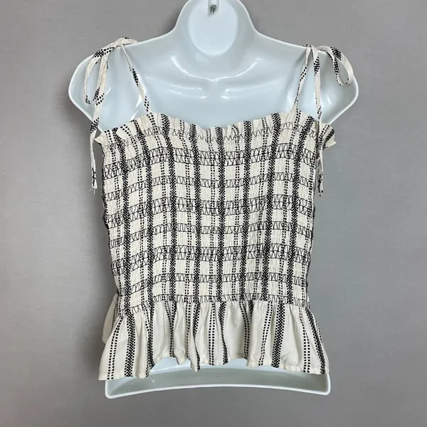 Loft Striped Poplin Smocked Cami Tank Top Shirred NWT Sz Medium Women Tie Straps - Image 14