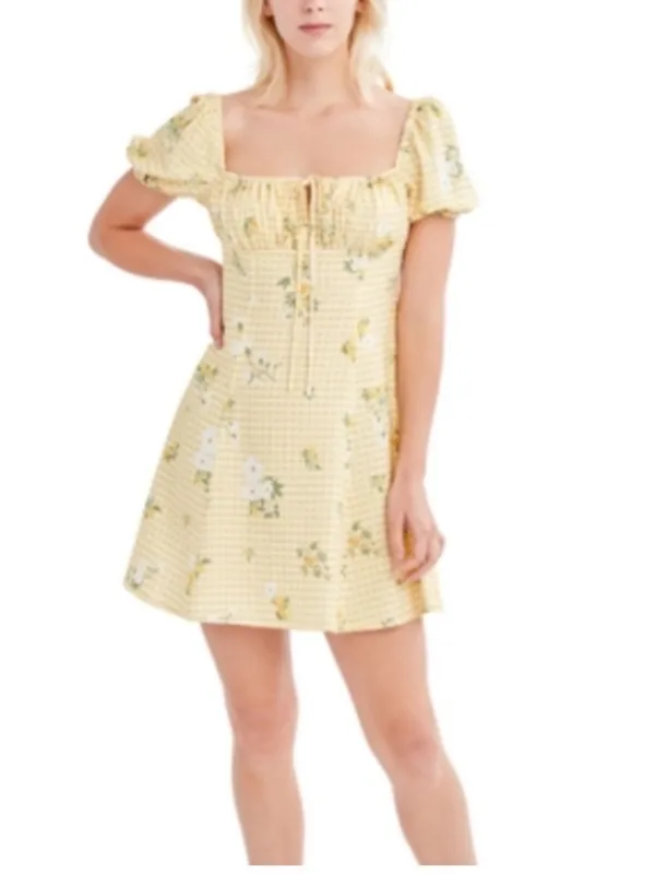 BCBGeneration Yellow‎ Lemon Gingham Dress Large NWT - Image 2