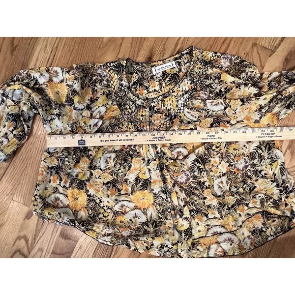 Free People We The Free Small COOL MEADOW Printed Floral Top Orange Earthy Boho - Image 8