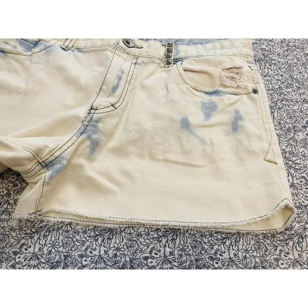 Y2K Armani Exchange Studded Denim Shorts Distressed Acid Wash Grunge Size 12 - Image 11