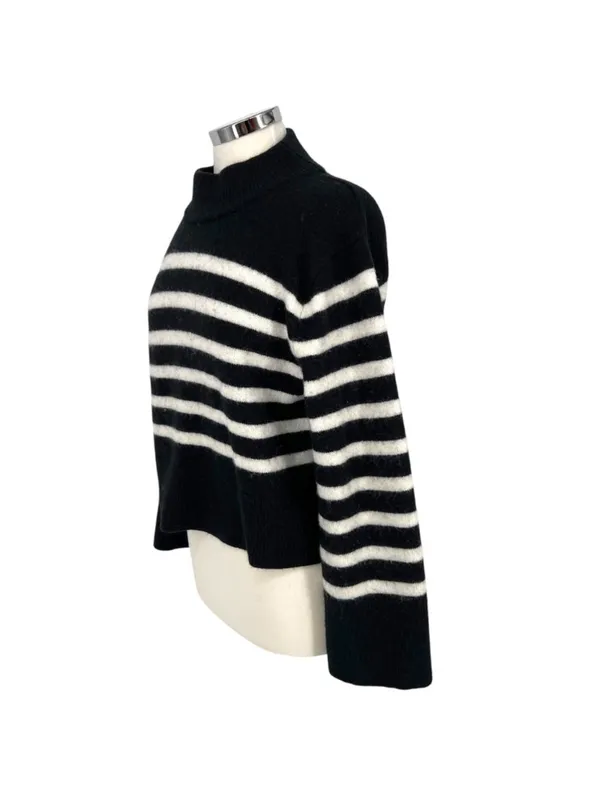 J.Crew Striped Supersoft Sweater Textured Black White Quiet Luxury Size XS - Image 6