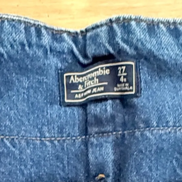 Abercrombie & Fitch Paper Bag Jeans High Waist Cropped Frayed Hem Denim Blue 4S - Image 4