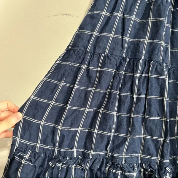 Anthropologie Magali Pascal Ruffled Linen Midi Dress Windowpane Large Wedding - Image 11