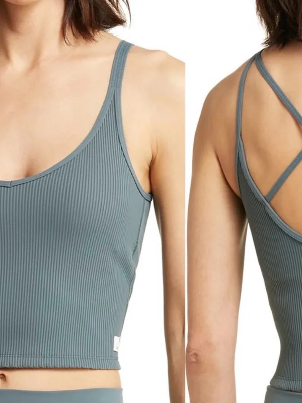62. Vuori Rib Crop Tank large Euc - Image 5