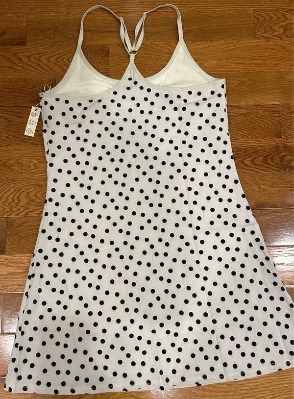 Max Studio Performance Sport Polka Dot Scoop Neck Beige/Black athletic Dress - Image 13