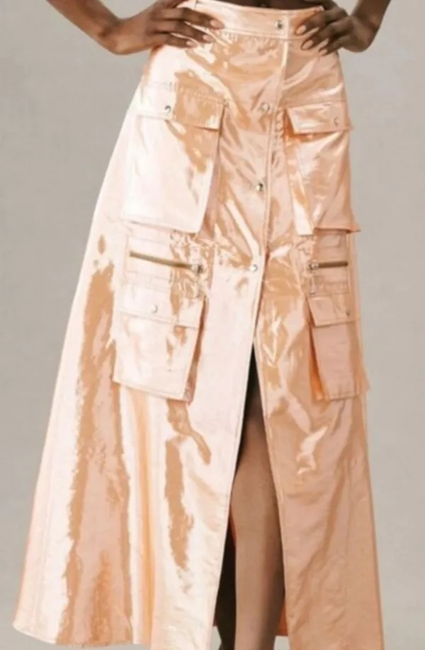 Anthropologie Metallic Orange Skirt - Image 4