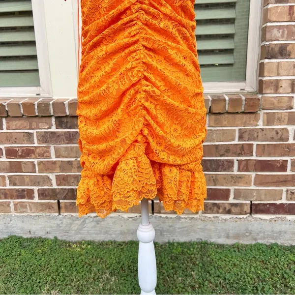 For Love And Lemons Bright Orange Jamie Lace Dress - Image 6