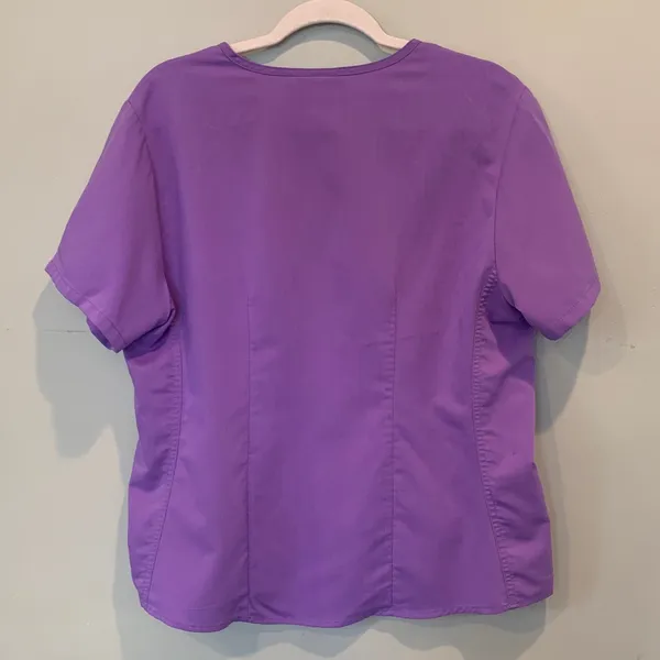 Sanibel Scrubs Women’s Large Light Purple Faux Wrap Short Sleeve Scrub Top - Image 6