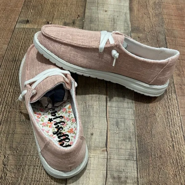 Gypsy Jazz Pink Canvas Slip-On Shoes 6.5 New Casual Loafers Sparkle Preppy Cute - Image 2