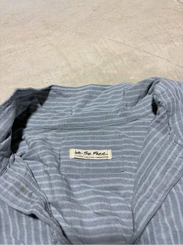 Free people we the free Light Blue Striped Button-Up Shirt x large - Image 3