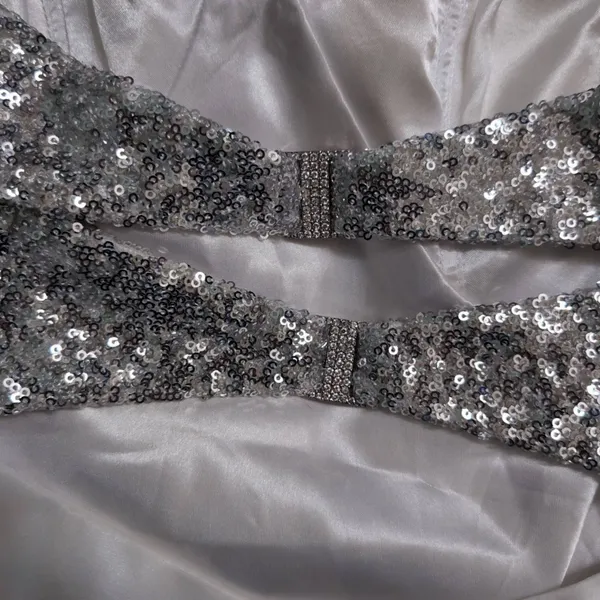 La Femme PARIS White Silver Sequined Open Back Cocktail Party Dress 0 - Image 8