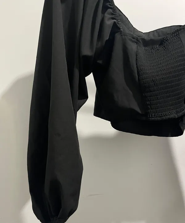 FAVLUX Black Cropped Off The Shoulder Top Corset Blouse - Image 6