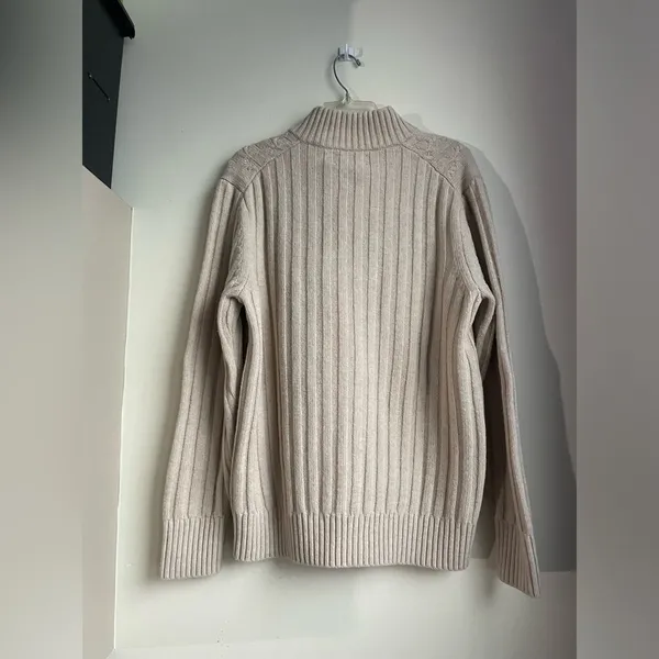 Bonobos Cream Cable‎ Knit Wool Blend Sweater Size Large EUC - Image 2