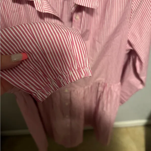 J. Crew Pink Striped Long Sleeve Dress - Image 4
