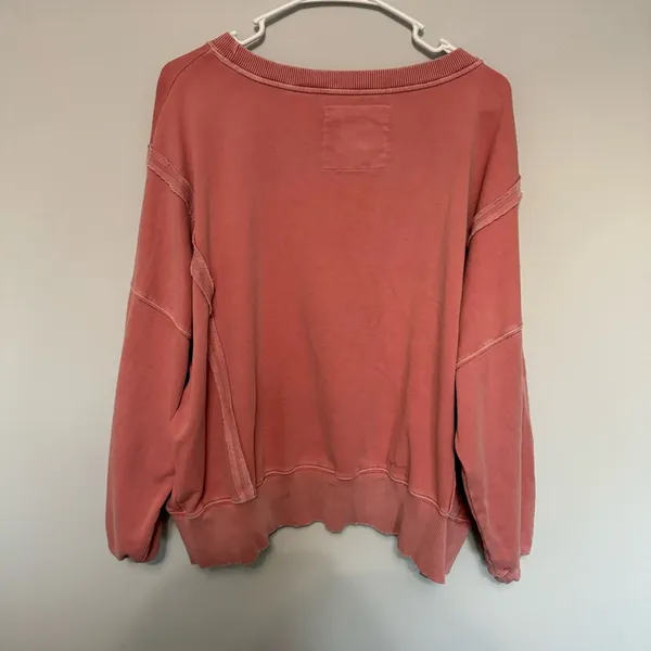 American Eagle Slouchy Coral Pink Oversized Crewneck Sweatshirt - Image 6