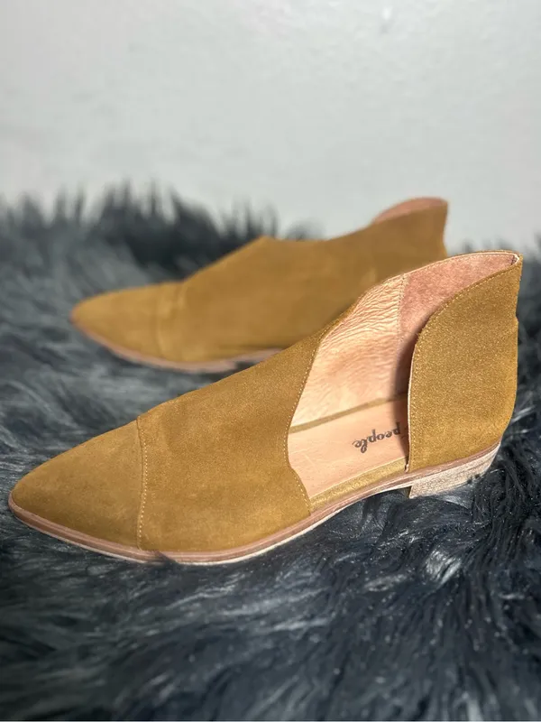 Free People Royale Flats Cutout Suede Leather Pointed Toe Brown Sz EU40 / US - Image 4