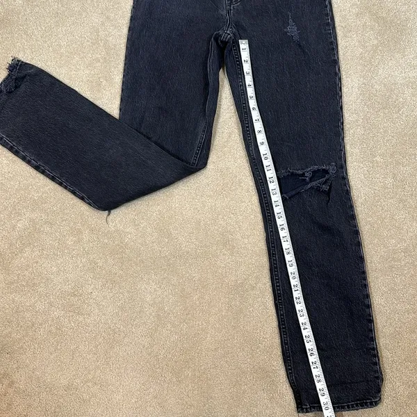 Abercrombie Distress 90s Straight Ultra High Rise Women Black Jeans Size 24 /00L - Image 8