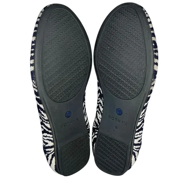 Rothy's The Almond Loafer Zebra Print Navy Blue & White Loafers Flats Shoes 8 - Image 14