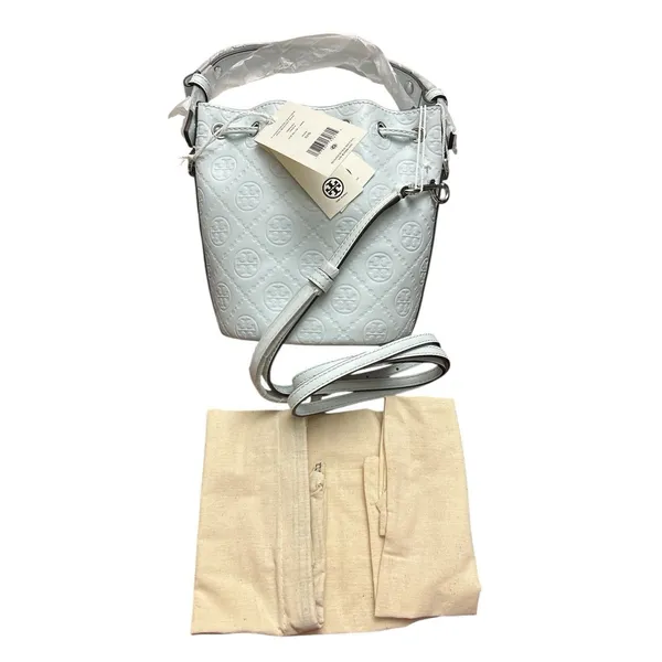 New Authentic Tory Burch T Monogram Mini Bucket Bag in Ice Blue $398 - Image 2