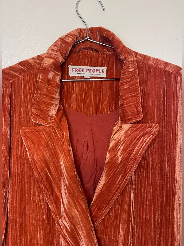 Free‎ People Daria Crinkle Velvet Blazer Size M - Image 7