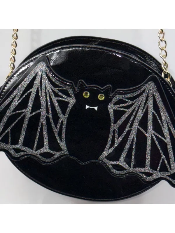 Betsey Johnson Black Bat Crossbody Purse Halloween Goth - Image 3