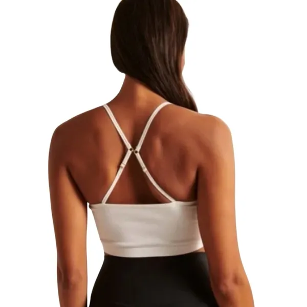 Abercrombie & Fitch Ribbed V-Neck Bralette Off-White Small - Image 2