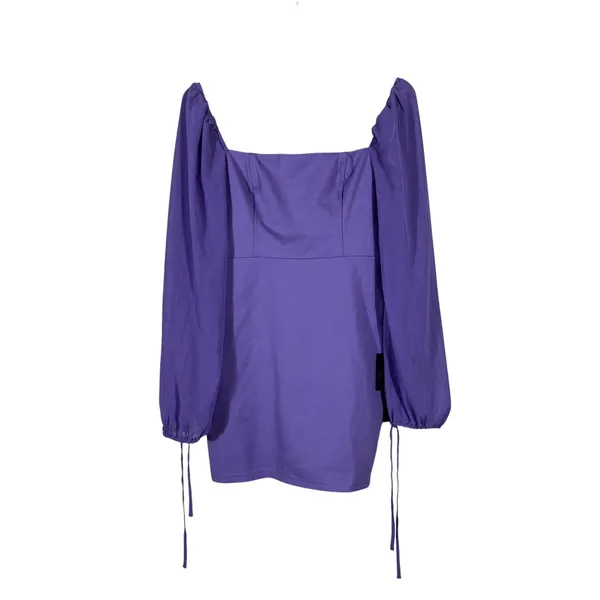 NWT Lulus Lace-Up Back Solid Mini Dress Purple Romantic Puff Sleeve Size S - Image 3