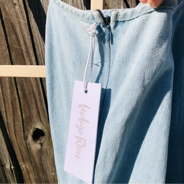 Indigo Rein NEW Light Wash Blue Denim Maxi Dress Size Medium - Image 12