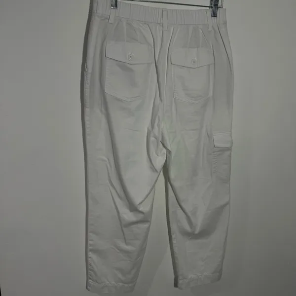 New‎ Talbots White Cargo Crop Chino Straight Leg Supersoft Size 8 Minimalist - Image 7