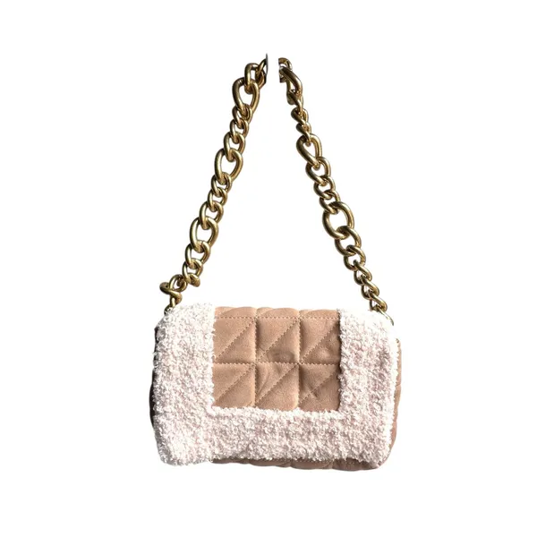 ZARA Quilted Shearling‎ Shoulder Bag Tan - Image 2