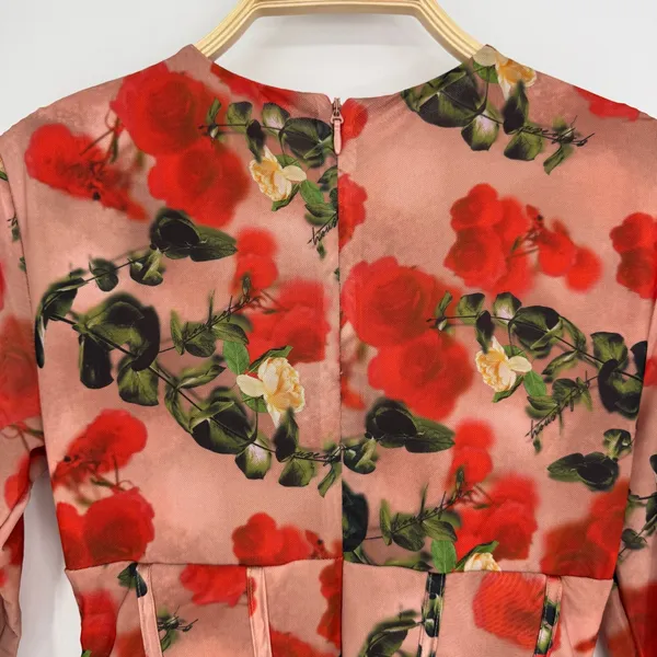 House of CB London Adanna Rose Print Corset‎ Mini Dress Large Pink Red Romantic - Image 7