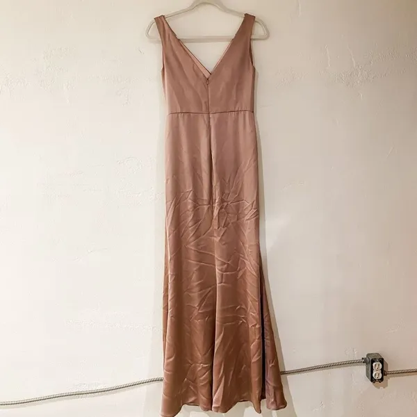 Revelry Blair Satin Gown Bridesmaid Dress in Rose Quartz Size 4 - Image 3