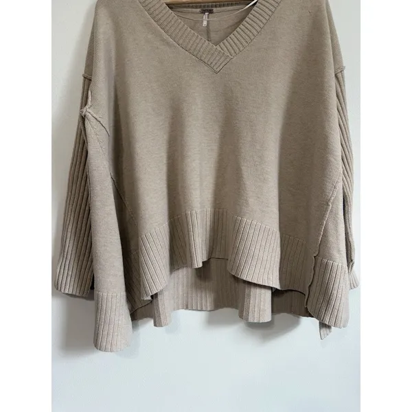Free People Cream Tunic Sweater Size XS Oversized Orion A-Line - Image 5