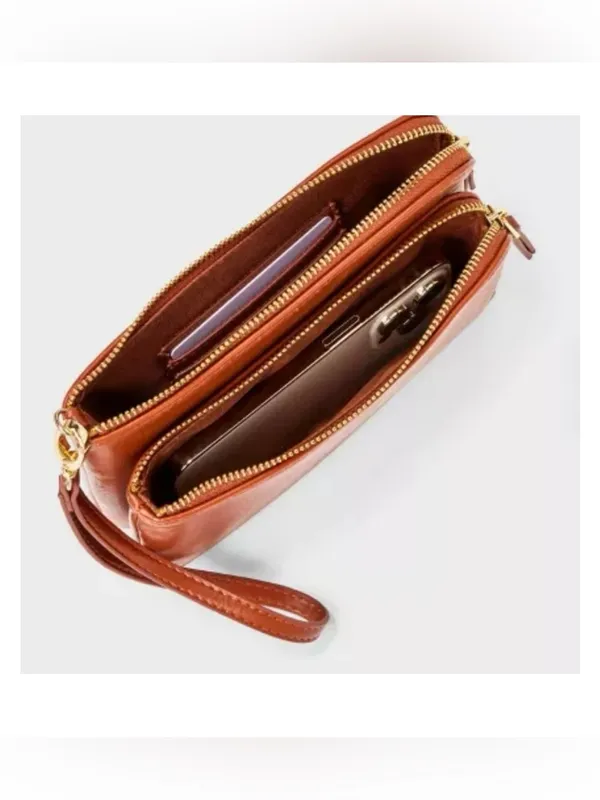 Universal Thread nwt Brown Double-Zip Wristlet Clutch - Image 3