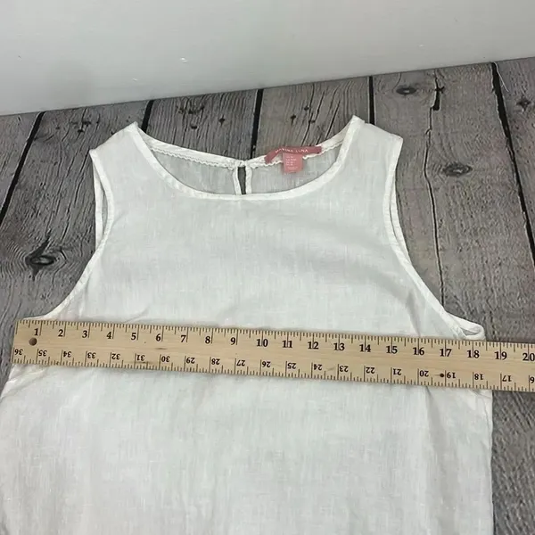 Marina Luna Linen White Crochet Trim Sleeveless Top size Medium - Image 12