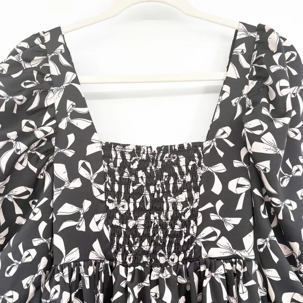 For Love & Lemons Womens Angelica Bow Print‎ Coquette Puff Sleeve Mini Dress XS - Image 8
