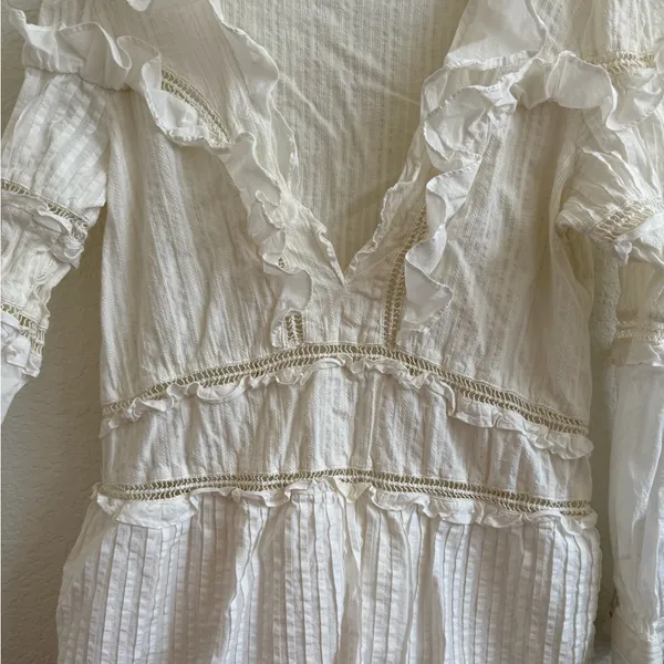 For Love And Lemons Ziggy Pintuck White Mini Dress Size L - Image 6