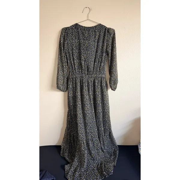 Abercrombie‎ Fitch Floral Print Ruffle Wrap Midi Dress Black Size S NEW - Image 3