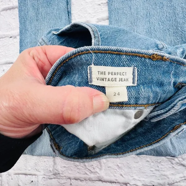 Madewell Jeans Women's Size 24 Light Wash High Rise Raw Hem The Perfect Vintage - Image 5