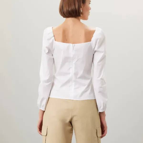 Veronica Beard White Peasant Top SIZE 12 Milkmaid Cottage Cotton Designer $348 - Image 2