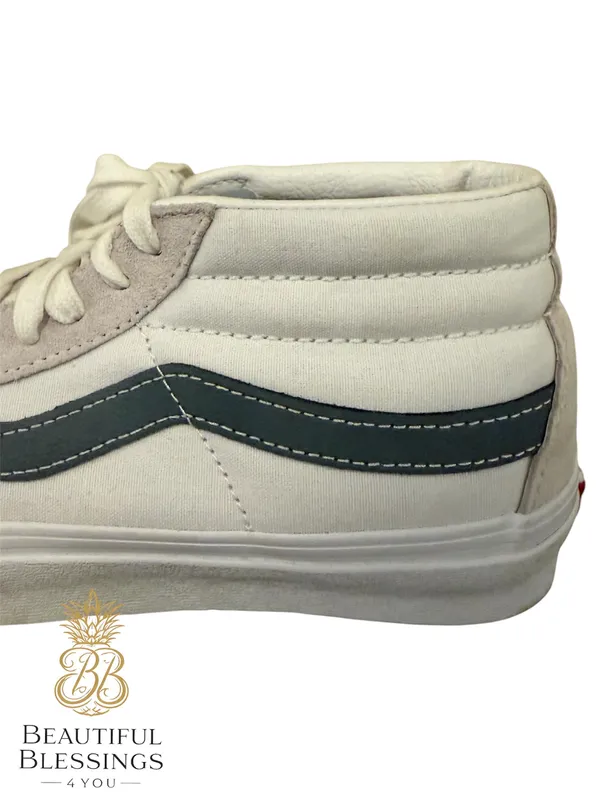Vans Sk8 Off White Suede White Dark Green Striped Sneakers Women’s 8 Casual - Image 3