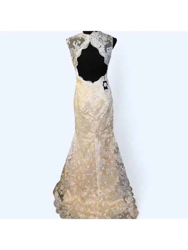 Vintage Lace Mermaid Gown Fairycore Bridal Prom Dress Size US 4 💗 - Image 6