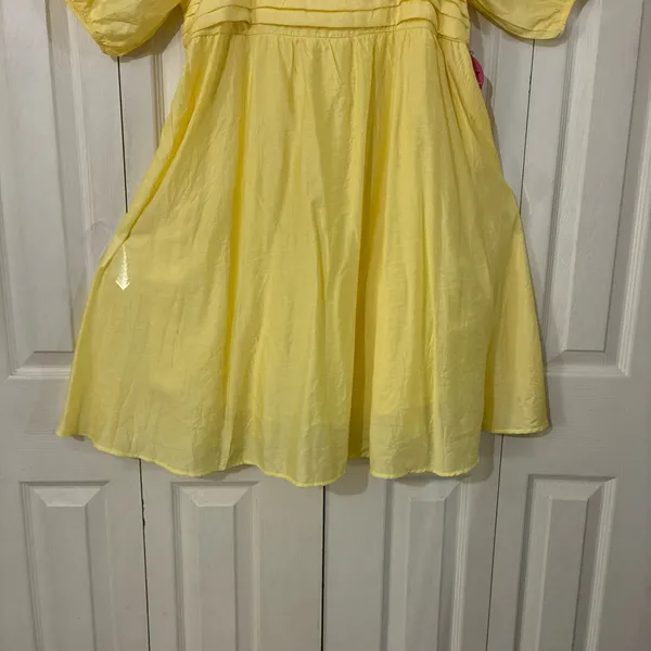 Sweet Wanderer Yellow Pleated Puff Sleeve Maternity Knee Length Dress XL - Image 5