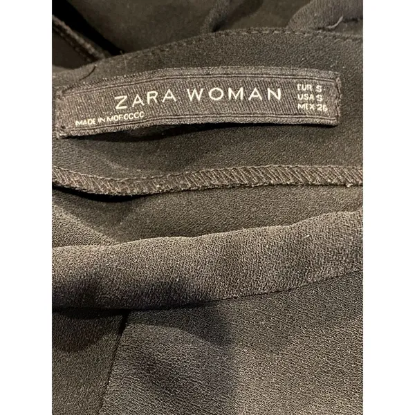 ZARA Perfect Sleeveless Lightweight Blouse Open V Neck Key Hole Back Small Black - Image 7