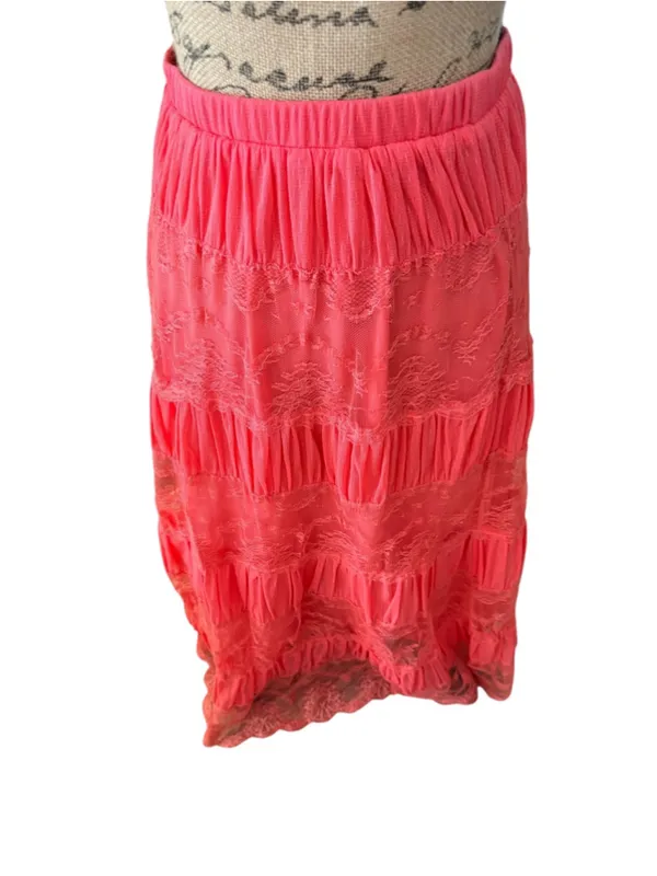 Lapis Coral Lace Tiered Maxi Skirt Size S - Image 2