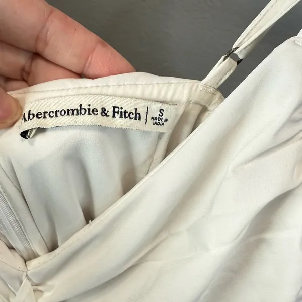 Abercrombie & Fitch Women’s White Draped Ruched Dress Size Small‎ - Image 3